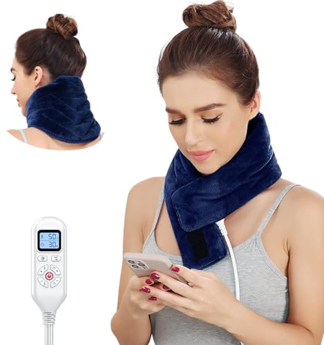 JOBYNA Heizkissen für Nacken Schulter, Nackenwärmer Schulterwärmer Elektrisch, 5s Schnelle Erwärmung 30-70℃ & 10-90 Minuten Einstellbar, Nackenheizkissen Flanellmaterial Waschbar