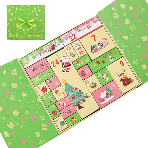 Wiederverwendbarer Adventskalender Handgefertigte Dekorative | Wiederverwendbare 24-Fächer Countdown-Adventskalender-Box für Kinder Für Kinder Erwachsene Partygeschenke Heimde