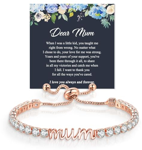 YOEE Mum Daughter Cross Gifts, Sterling Silver Plated Bracelet for Women,Tennis Bracelets for Women，Hypoallergenic Cross Mother and Daughter Bracelets Girls for Mum Daughter Grandmother Wife