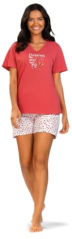 Comtessa Damen kurzer Schlafanzug Shorty Farbe: Pink 100% Baumwolle