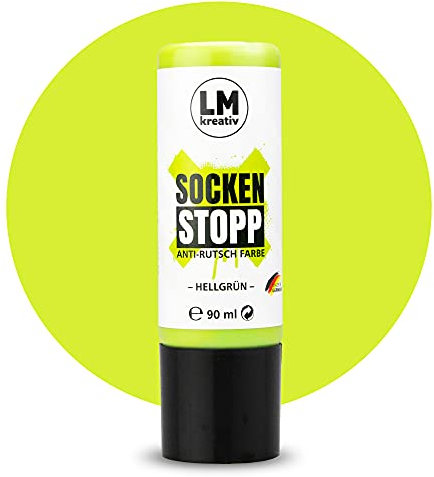 LM-Kreativ Socken Stopp 90 ml - Hellgrün - Flüssige Anti-Rutsch-Farbe für Socken und Textilien, vielseitig einsetzbar auf Wolle, Filz und Teppichen | Sock Stopper Flüssig für sicheren Halt