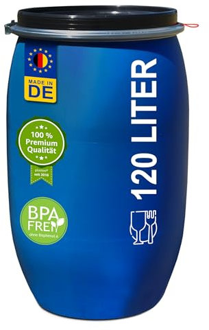 Kunststofffass blau mit Dichtung 120 Liter Spannring und Deckel Sonderangebot! Kunststoff Fass Deckelfass Rundfass Standfass Spundfass