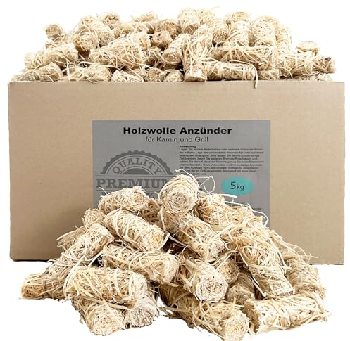 SaMore GmbH 5 kg Öko Kaminanzünder (ca. 400 Stck) Grillanzünder Anzündwolle Holzwolle Anzünder Zündwolle