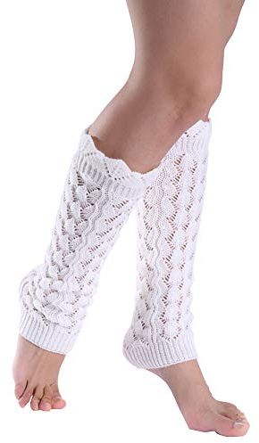 Damen Mädchen 1 Paar Strick Spitze Stulpen Beinstulpen Legwarmers 80Er Weiß
