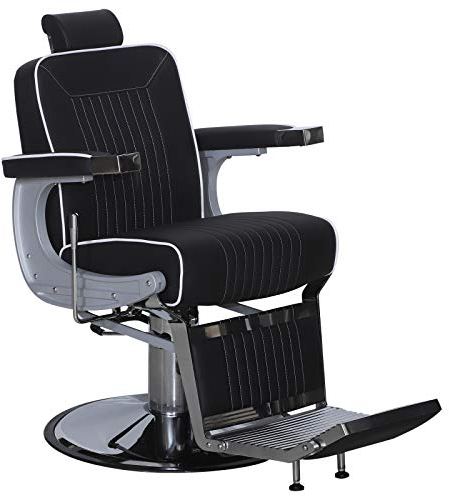 Barberpub Friseurstuhl Friseureinrichtung Friseursessel Bedienungsstuhl 3822 (Silber-Schwarz)