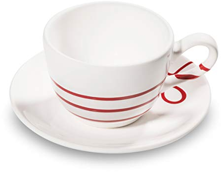 GMUNDNER KERAMIK Kaffeetasse mit Unterteller | Set, 2-teilig | Pur Geflammt Rot | Geschirr, handgemacht in Österreich