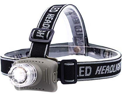 SMAMS linterna frontal, 300 lúmenes, ángulo ajustable de 90 grados, enfoque con sistema de zoom lente, con 4 modos de control de intensidad de brillo, 3 pilas AAA incluidas