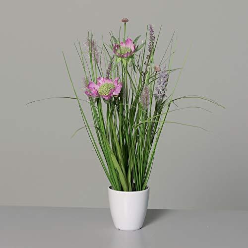 Wiesenblumengras 38cm pink im Dekotopf DP Kunstblumen Frühlingsblumen Kunstpflanzen Dekogras