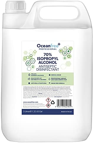 IPA Disinfectant Rubbing Isopropyl Alcohol - 5L Litre - Kills 99% Bacteria, Germs - Sanitiser Sanitizer (Single)