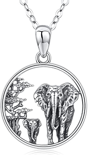 CHENGHONG Kette Elefant Damen Halskette 925 Sterling Silber Lucky Tier Anhänger Halskette Elefant Schmuck Muttertags Geschenk für Mutter Frauen Mutter Geschenke