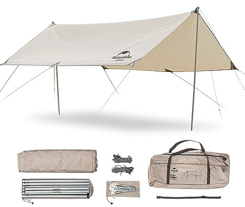 Naturehike Toldo Camping UPF50+ Impermeable Lona Suelo Protector Anti-Viento Toldos para Playa Tienda Hamaca Acampada Refugio Al Aire Libre 3x4m & 3x5m & 3x4.38m