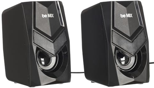 Be Mix - Enceinte Gamer - 2 X 3 W - Prise Jack 3.5 et Alimentation USB - Dimensions : 72 X 82 X 120 cm Ht2026 Noir Vert/Noir Rouge