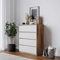 URBNLIVING Skagen Kommode aus Holz mit 4 oder 5 Schubladen, ohne Griff, Aufbewahrungsschrank aus Eichenholz, modern (Korpus + weiße Schubladen, 4 Schubladen)