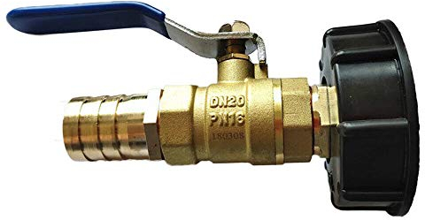 IBC Tankadapter, IBC Tote Tank Ablaufadapter S60X6 auf Messing Gartenhahn mit 1 Zoll Schlauchanschluss für Öl, Kraftstoff, Wasser