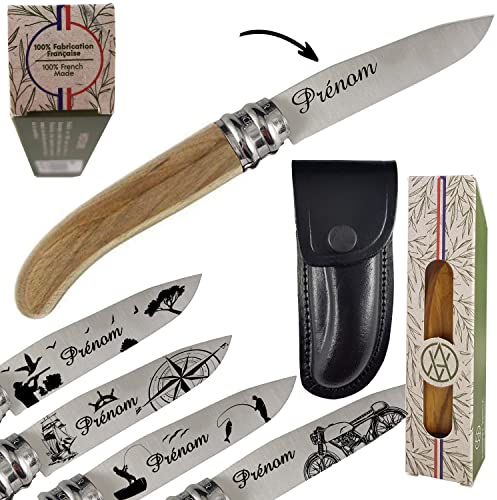 Gravure Events Couteau personnalisé avec prénom gravé - Cadeau pour homme ou femme : fête des pères, fête des mères, papa (papi, papy), maman anniversaire, noël