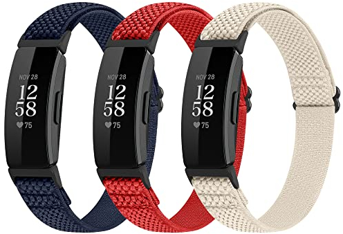 Huamanlou Verstellbare, elastische Nylon-Sportbänder, kompatibel mit Fitbit Inspire 3/Inspire 2/Inspire/Inspire HR/Ace 2/Ace 3, weiche Schlaufe, dehnbare Armbänder, Ersatzarmbänder für Fitbit Inspire,