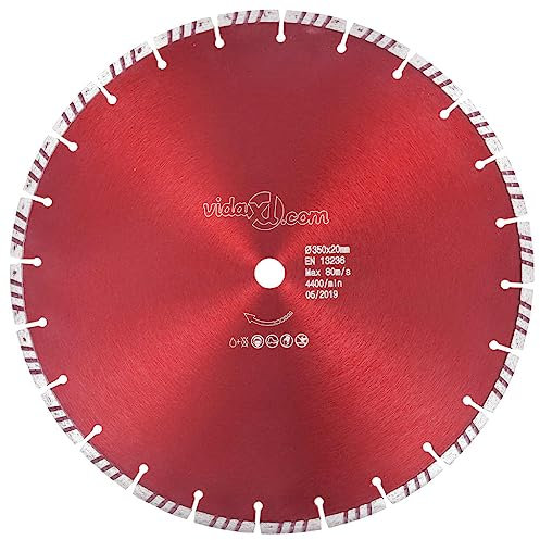 vidaXL Diamond Cutting Disc with Turbo Steel - 350 mm - Bricks, Concrete and Granite Cutting Tool for Table Saws, Cut-Off Machines & Grinders - Suitable for Wet and Dry Cutting