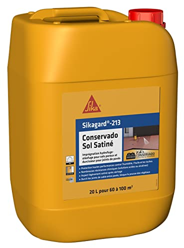 SIKA - Imprégnation hydrofuge et oléofuge pour sols poreux et durcisseur pour joints entre pavés - Sikagard 213 Conservado Sol Satiné - Extérieur - Multisupports - Prêt à l'emploi - 20L