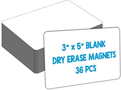 Dry Erase Magnets, 3 x 5 Magnetic Blank Dry Erase Labels, 36-Pack, Erasable Magnets for Whiteboard, Multipurpose White Magnetic Labels to Write On for Classroom, Home, Education, Office, Refrigerator