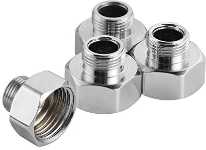 Water Line Adapter, 4 PCS Pipe Fittings in 1/2 Female to 3/8 Male Reducer Adapter, Compression Fitting for Kitchen Bathroom Faucet Supply Hose, Stop Valve Pipe Connector With Rubber Washer