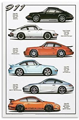 Supercar Poster Porsche 911 Modell Leinwandbild Kunstdruck Modern Family Schlafzimmer Dekor Poster 30 x 45 cm