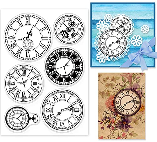 GLOBLELAND Vintage Uhren Zahnrad Klare Stempel für DIY Scrapbooking Dekor Zahnräder Steampunk Vintage Transparente Silikonstempel für die Herstellung von Karten Fotoalbum Dekoration