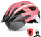 VICTGOAL Fahrradhelm Herren Damen MTB Helm mit Abnehmbarer Magnetische Schutzbrille Visier Atmungsaktiv mit 21 Belüftungskanäle Radhelm Einstellbare Fahrradhelme (L: 57-61cm, Rosa)