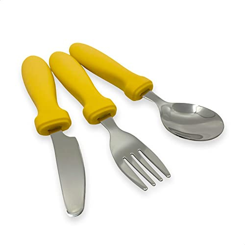 Smikkels - Cubiertos infantiles de silicona 3 piezas - Amarillo