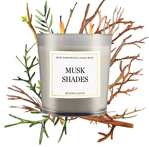 BOHORIA® Premium Signature-Duft-Kerze – Enthält natürliche Öle – Duftkerze im Glas (Musk Shades)