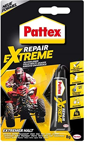 Pattex Extreme Repair Colle 8 g, colle tout usage, résistante à l'eau, extra forte pour l'intérieur et l'extérieur, résistante aux intempéries, flexible, 1 tube de 8 g