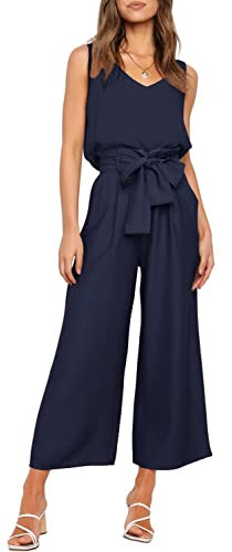 FANCYINN Set di Pantaloni Corti a Gamba Larga 2 Pezzi da Donna Pantaloni a Sacchetto di Carta ritagliati a Vita Alta con Scollo a V e Cinturino Largo con Cintura