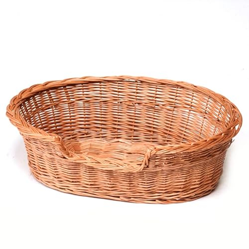 e-wicker24 Weidenkorb, Korb, Hundehütte aus natürlicher Weide (100 cm, natur, ohne Kissen)