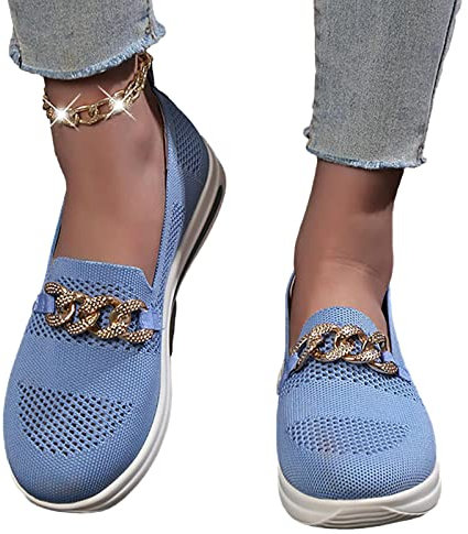 Pacienjo Runde Zehen-Wanderschuhe Damen, Bequeme Flache Damen-Walking-Schuhe, Orthopädische, Bequeme, lässige, atmungsaktive Schuhe für Spaziergänge, Freizeit, Arbeit, Einkaufen