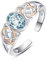 PRAYMOS Blauer Aquamarin 925er Sterlingsilber Geburtssteinring für März für Frauen und Mädchen Edelsteinring keltischer Knoten Statement Solitär Daumenring ovaler offener Geburtstagsschmuck