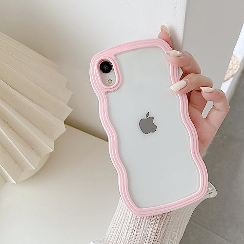 QLTYPRI Kompatibel mit iPhone XS Max Hülle, iPhone XS Max Transparent Handyhülle Aesthetic Curly Case Frauen Mädchen Girls Süßes Wellen Design Silikon TPU Bumper Schutzhülle - Rosa