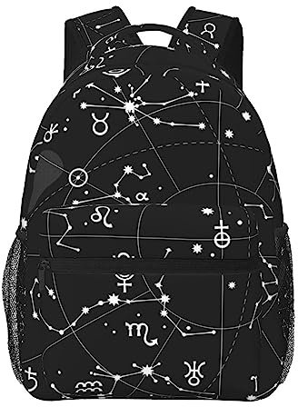 XII Constellations of Zodiac Planets Büchertaschen Tagesrucksack Reise Schule College Tasche für Mädchen Jungen, mehrfarbig, One size