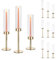 Glasseam Kerzenhalter Gold Metall, Stabkerzenhalter Glas Satz von 12, Kerzenständer Stabkerzen mit Zylinder Windlicht Weihnachten, Kerzen Ständer für Hochzeit Deko, Tisch Kerzenleuchter für Esszimmer