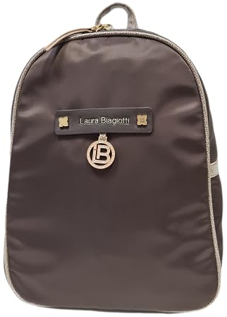 Laura Biagiotti Borsa/Zaino Donna in Nylon Impermeabile - Zaino Con Manico e Inserti in Tapiro - Dimensioni: 35 X 26 X 12 cm. ART. LB22W-105-5 Linea Abbey (Marrone)