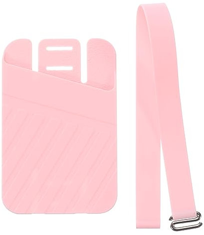 sourcing map Phone Grip Strap Portable Wrist Strap Silicone Elastic Cord with Card Holder for Phone Case Pink 1Pcs