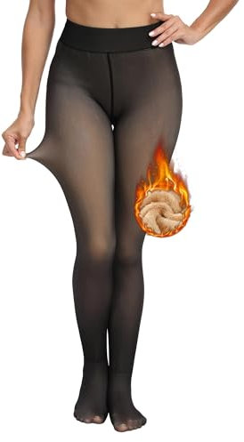 Runmeihe Collant Chaud Femme Hiver, 220g Collant Polaire Femme Effet Transparent, Collants Thermiques Extensibles à Double Doublure