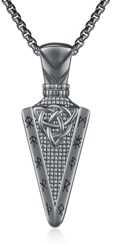 Keltischer Knoten Pfeil Kette für Herren 925 Silber Schwarzgold/Dunkle Oxidation/Gold Wikinger Halskette Pfeil Amulett Anhänger Personalisierter Schmuck Geburtstag Geschenk für Herren (Schwarzgold)