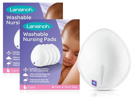 Lansinoh - Coppette Assorbenti Lavabili - Riutilizzabili, Ultra Assorbenti ed Ecologiche - Viscosa di Bambù - Bianco, 8 Dischetti