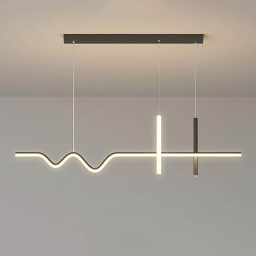 YHQSYKS 39 lineare Pendelleuchte, dimmbare LED-Esszimmerleuchte, moderne weiß/schwarze Pendelleuchte für Kücheninsel, Bar, verstellbar, zum Aufhängen über dem Billardtisch