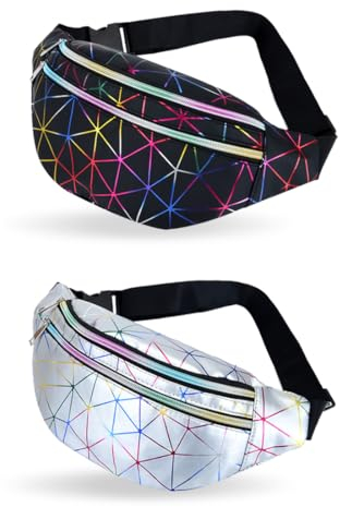 EOUIAV 2 Stück Bauchtasche Damen Wasserabweisend Hüfttasche Sport Gürteltasche Herren Mehreren Taschen Gürteltasche für Outdoor Reise Wandern - Women Waist Pack