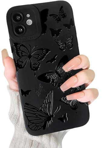 NITITOP Compatible for iPhone 11 Case Cute Cool Butterfly Black Design for Girls Women Soft TPU Shockproof Protective Phone Cover Girly - Butterfly