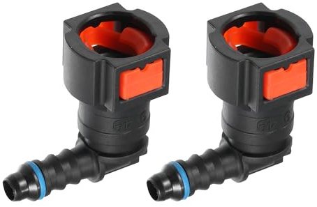 A ABSOPRO Connecteur Déconnexion Rapide Tuyau Carburant 90° 2 Pcs | 3/8 (9.49mm) SAE Vers 1/4 (6mm), Pour Test Étanchéité, Résistance Corrosion, Installation Par Clics