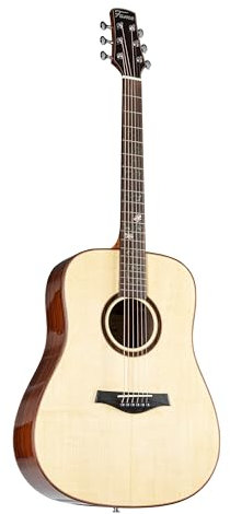 Dreadnought Westerngitarre Teilmassiv - Sitka-Fichte Decke, Coco-Pineapple Korpus, Mahagoni Hals, Palisander Griffbrett, Blumen & Schmetterlinge Inlay, Hochglanz, 648mm Mensur