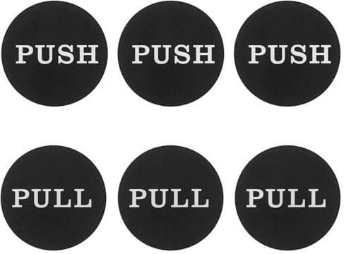 PATIKIL 3 Stück Push Pull Aufkleber Schild 2 Zoll Selbstklebend Schwarz | Push Pull Glasschilder, Wasserdicht, Rund, Für Geschäfte Büros Läden Cafés Unternehmen, Push Pull Aufkleber