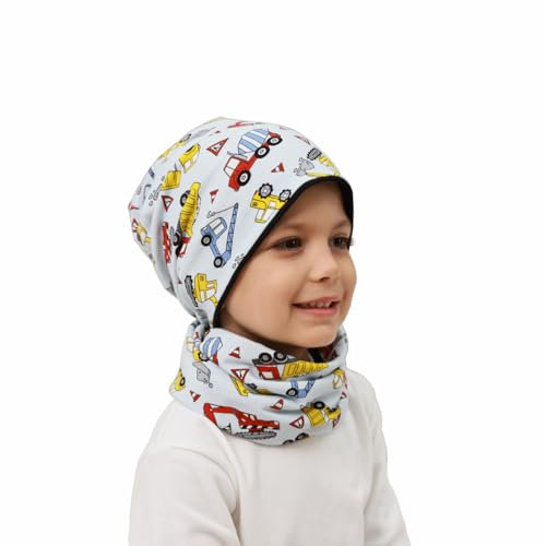 Kinder Beanie Mütze Schal Schlauchschal Set Baumwoll Loop Schal Junge Und Mädche Herbst Frühling