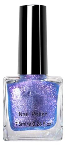 Nail Polish, Shiny Nail Varnish, Chameleon Green To Purple Chrome Nail Polish, Pearlescent Glitter, Sparkly Shimmer, Translucent Sparkly Nail Polish, No Chip Breathable Nail Polish Long Last for Women